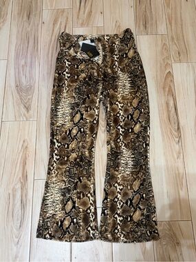 L&B Brown Snake-Print Flare Jeans